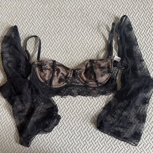 White Fox Boutique Black Lace Crop Top